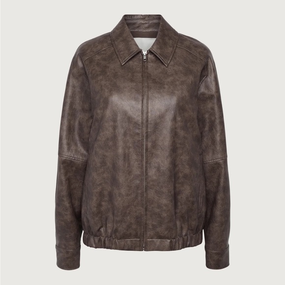 Oak+Fort Vegan Leather Bomber Jacket - Picture 6 of 14